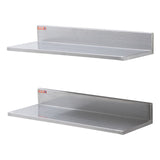Wall Storage Racks: VEVOR 8.6" x 24" Stainless Steel Shelf, Wall Mounted Floating Shelving with Backsplash, 44 lbs Load Capacity Commercial Shelves, Heavy Duty Storage Rack for Restaurant, Kitchen, Bar, Home, and Hotel (2 Packs)