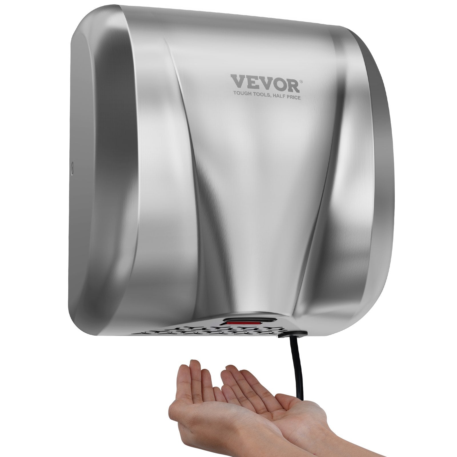 Toilet & Bidet Accessories: VEVOR Heavy Duty Commercial Hand Dryer, 1800W Automatic High Speed Stainless Steel Warm Wind Hand Blower, 220V-240V Plug In/Hardwired Two Power Options, Compliant for Industry Business Restrooms