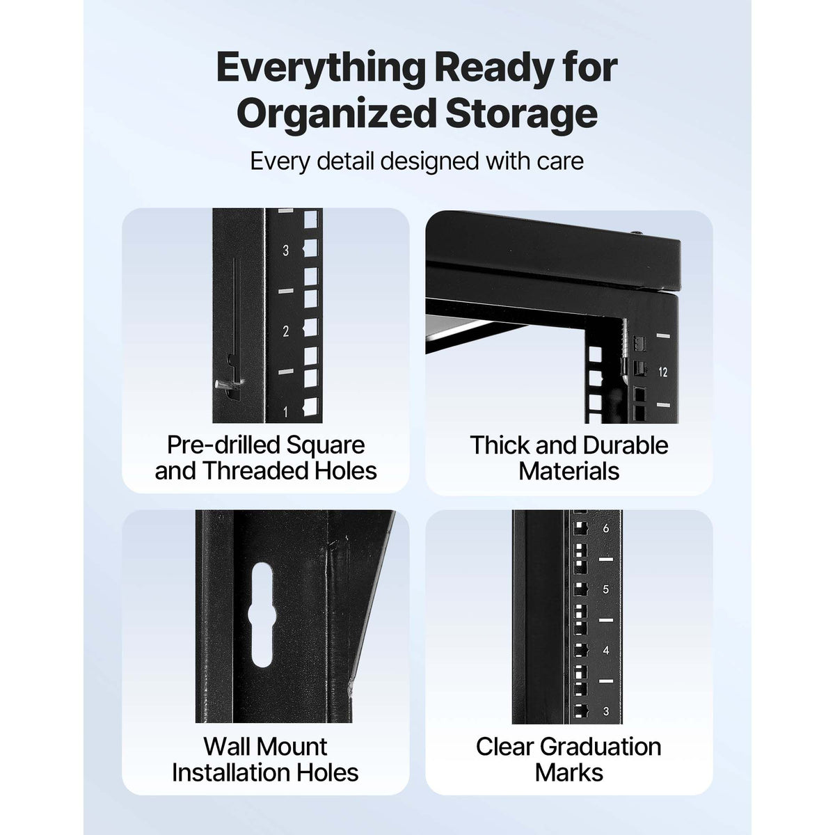 12U Wall Mount Server Rack, 68.04 kg Max Load Capacity, Open Frame Network Rack with 180 Degrees Gate Swing Door, Carbon Steel, Ideal for IT Network Equipment & AV Devices Computer Server, Black