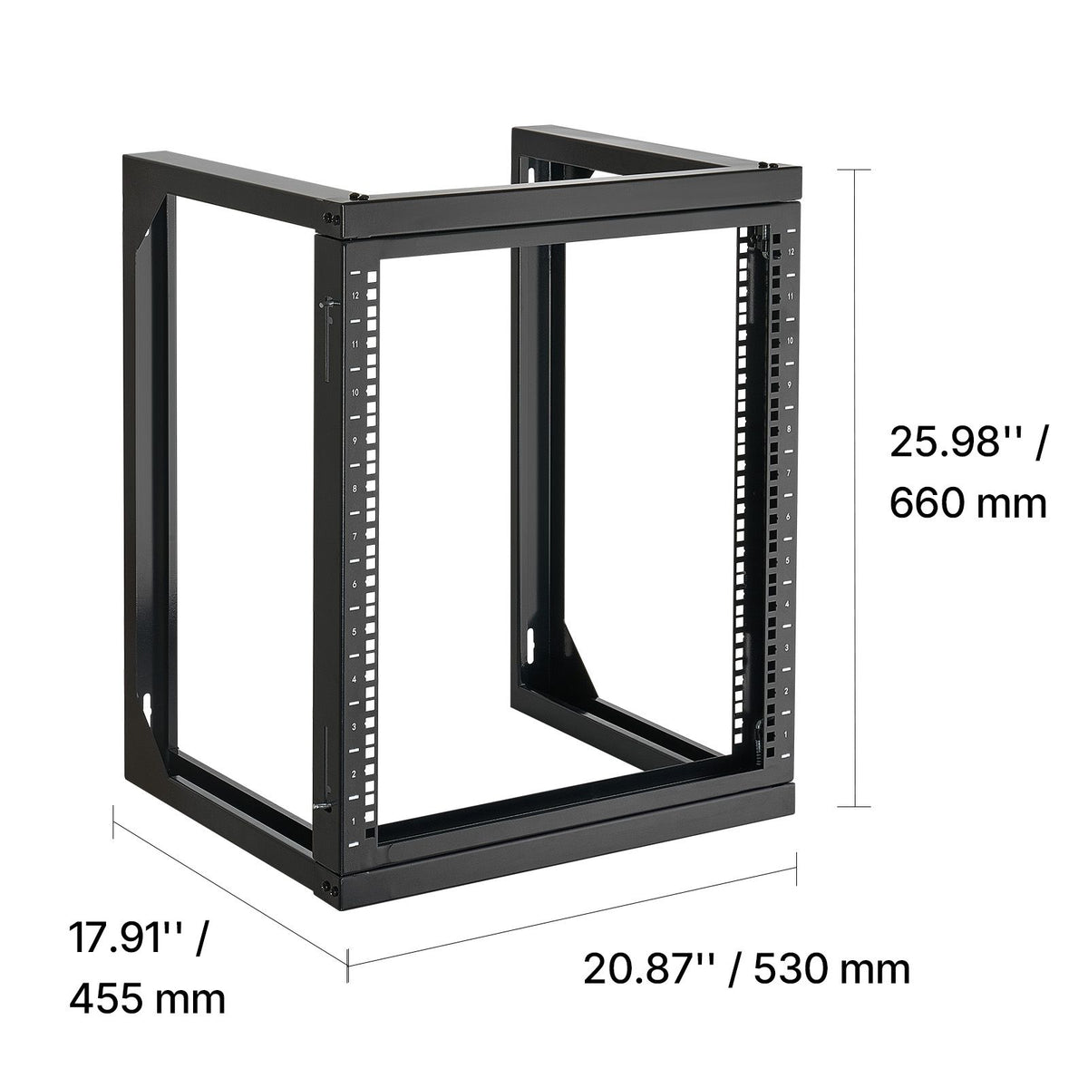 12U Wall Mount Server Rack, 68.04 kg Max Load Capacity, Open Frame Network Rack with 180 Degrees Gate Swing Door, Carbon Steel, Ideal for IT Network Equipment & AV Devices Computer Server, Black