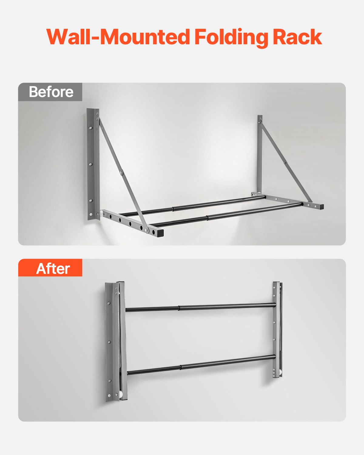 Wall Mounted Folding Tire Rack, 32" - 48" Adjustable Tire Rack, Q235 Heavy-Duty Steel Tire Storage Rack for R14-R20 inch Standard Tires, Max 300lbs Load Capacity for Garage Workshop Repair Shop