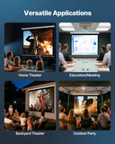 Projectors: VEVOR Manual Projector Screen, 1829 mm 4:3 4K 1080 HD Retractable Pull Down Projector Screen, Wall Mounted Movie Projection with Pull Rope, Portable Display Projectoin for Family Home Office Theater