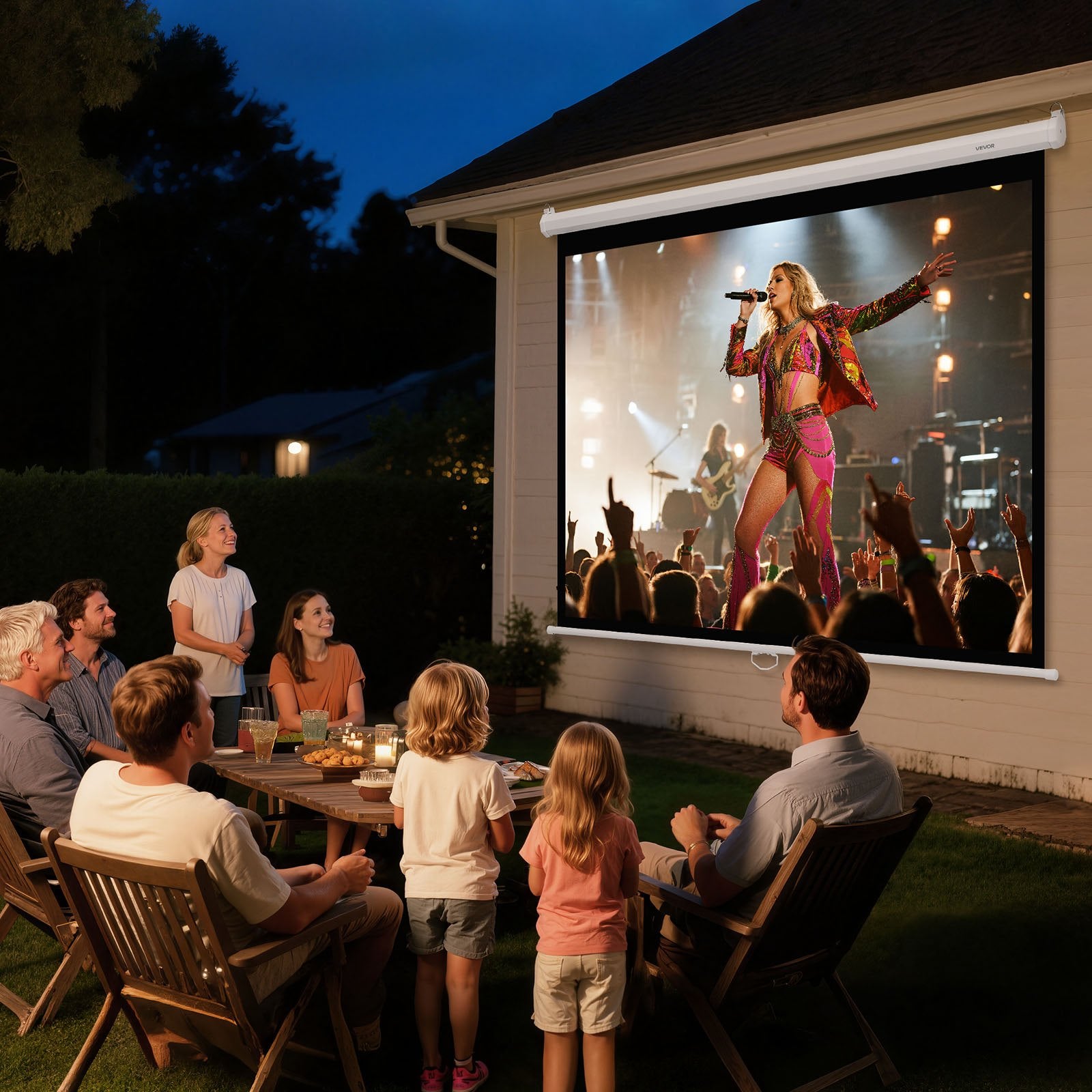 Manual Projector Screen, 1829 mm 4:3 4K 1080 HD Retractable Pull Down Projector Screen, Wall Mounted Movie Projection with Pull Rope, Portable Display Projectoin for Family Home Office Theater
