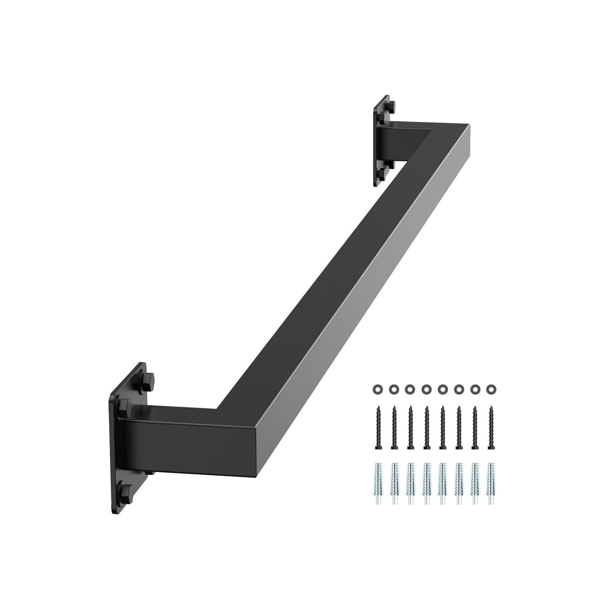 Wall Mounted Stair Handrail, 910mm Black Iron Staircase Handrail Indoor, 113kg Load Capacity, Industrial Railing Hand Rail for Steps,  Square Tube for Loft Porch Deck, 2 Sections