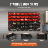 Basketball & Basketball Accessories: VEVOR Wall Mounted Storage Bins, 48-Bin Parts Rack Organizer Garage Plastic Shop Tool with Wall Panels, Tool Organizer for Nuts, Bolts, Screws, Nails, Beads, Buttons, Other Small Parts, Black and Red