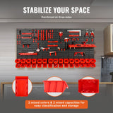 Makeup Organisation & Storage: VEVOR Wall Mounted Storage Bins, 30-Bin Parts Rack Organizer Garage Plastic Shop Tool with Wall Panels/Tool Holders/Hooks, Tool Organizer for Nuts, Bolts, Screws, Nails, Beads, Buttons, Black and Red