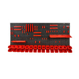 Makeup Organisation & Storage: VEVOR Wall Mounted Storage Bins, 30-Bin Parts Rack Organizer Garage Plastic Shop Tool with Wall Panels/Tool Holders/Hooks, Tool Organizer for Nuts, Bolts, Screws, Nails, Beads, Buttons, Black and Red
