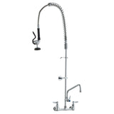 Kitchen & Bathroom DIY: VEVOR Commercial Faucet with Pre-Rinse Sprayer, 47" Height, 8" Center, 12" Swing Spout, Wall Mount Kitchen Sink Faucet, Brass Constructed Device with Pull Down Spray, for 1/2/3 Compartment Sink