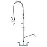 Kitchen & Bathroom DIY: VEVOR Commercial Faucet with Pre-Rinse Sprayer, 47" Height, 8" Center, 12" Swing Spout, Wall Mount Kitchen Sink Faucet, Brass Constructed Device with Pull Down Spray, for 1/2/3 Compartment Sink