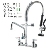 Kitchen & Bathroom DIY: VEVOR Commercial Faucet with Pre-Rinse Sprayer, 21" Height, 8" Center, 12" Swing Spout, Wall Mount Kitchen Sink Faucet, Brass Constructed Device with Pull Down Spray, for 1/2/3 Compartment Sink
