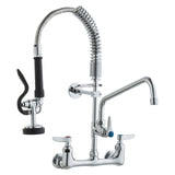 Kitchen & Bathroom DIY: VEVOR Commercial Faucet with Pre-Rinse Sprayer, 21" Height, 8" Center, 12" Swing Spout, Wall Mount Kitchen Sink Faucet, Brass Constructed Device with Pull Down Spray, for 1/2/3 Compartment Sink