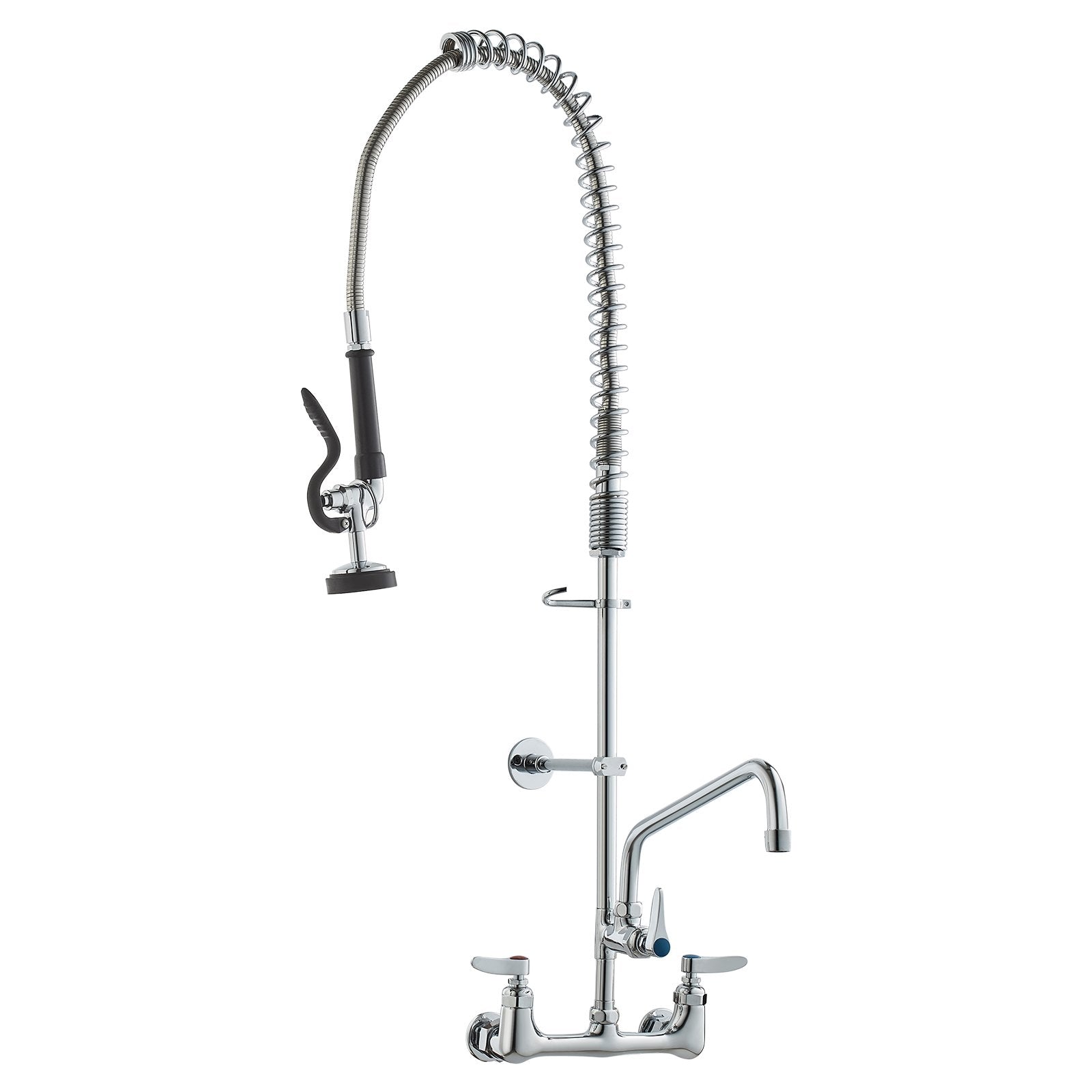Audio Players & Recorders: VEVOR Commercial Faucet with Pre-Rinse Sprayer, 36" Height, 8" Center, 12" Swing Spout, Wall Mount Kitchen Sink Faucet, Brass Constructed Device with Pull Down Spray, for 1/2/3 Compartment Sink