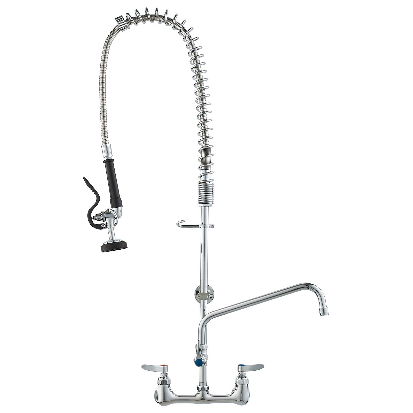 Audio Players & Recorders: VEVOR Commercial Faucet with Pre-Rinse Sprayer, 36" Height, 8" Center, 12" Swing Spout, Wall Mount Kitchen Sink Faucet, Brass Constructed Device with Pull Down Spray, for 1/2/3 Compartment Sink