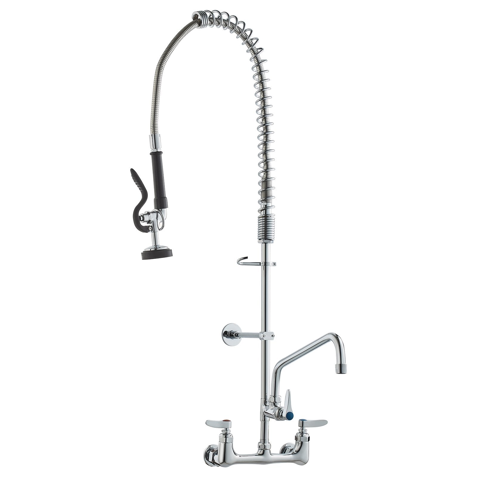 Audio Players & Recorders: VEVOR Commercial Faucet with Pre-Rinse Sprayer, 36" Height, 8" Center, 12" Swing Spout, Wall Mount Kitchen Sink Faucet, Brass Constructed Device with Pull Down Spray, for 1/2/3 Compartment Sink