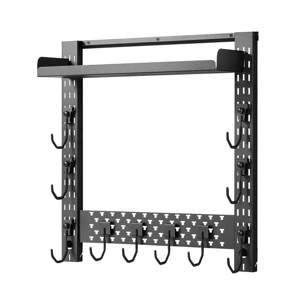 Gun Rack Wall Mount, Heavy Duty Steel, Indoor Rifle Shotgun Rack with J-Hooks, Additional Tray Storage, Gun Accessories Display Storage Holder, Hold Up to 3 Rifles or Shotguns, for Tactical Gear