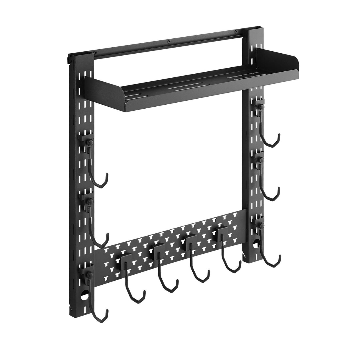Gun Rack Wall Mount, Heavy Duty Steel, Indoor Rifle Shotgun Rack with J-Hooks, Additional Tray Storage, Gun Accessories Display Storage Holder, Hold Up to 3 Rifles or Shotguns, for Tactical Gear