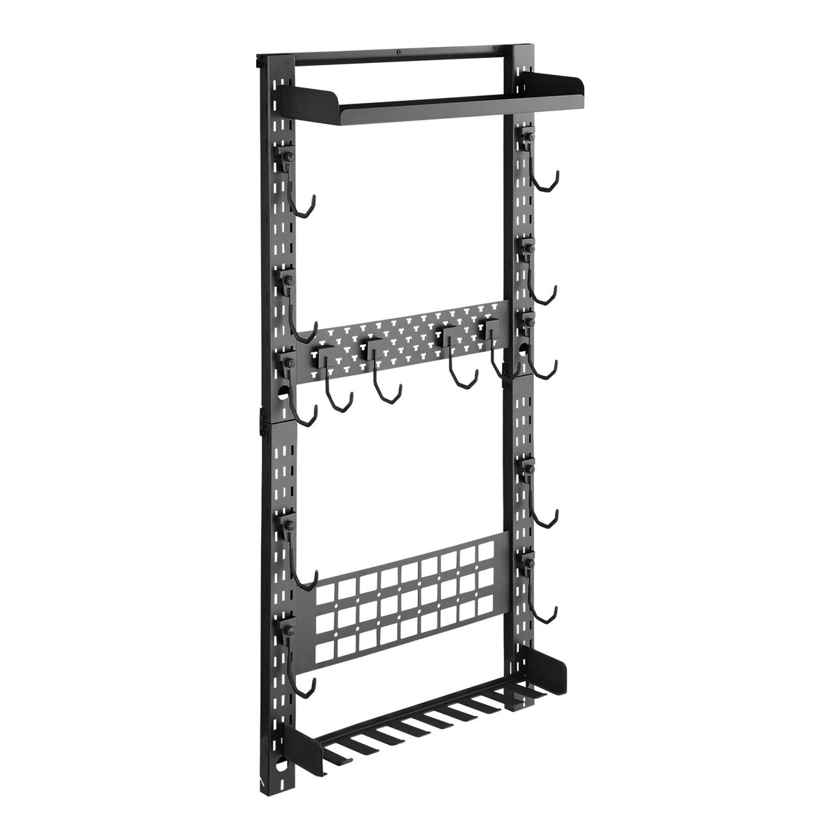 Gun Rack Wall Mount, Heavy Duty Steel, Indoor Rifle Shotgun Rack with Magazine Holder, MOLLE Panel, Gun Accessories Display Storage Holder, Hold Up to 5 Rifles or Shotguns, for Tactical Gear