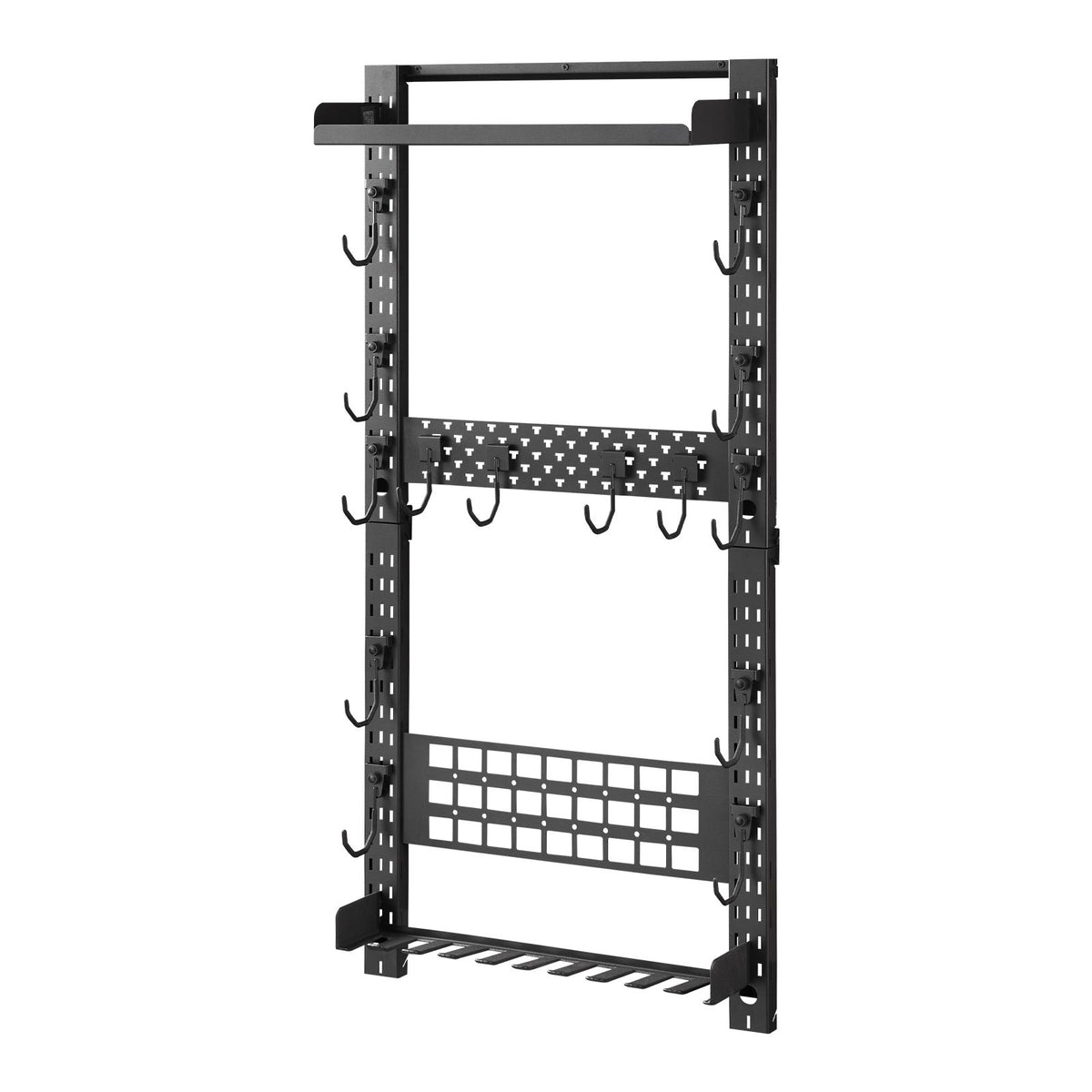 Gun Rack Wall Mount, Heavy Duty Steel, Indoor Rifle Shotgun Rack with Magazine Holder, MOLLE Panel, Gun Accessories Display Storage Holder, Hold Up to 5 Rifles or Shotguns, for Tactical Gear