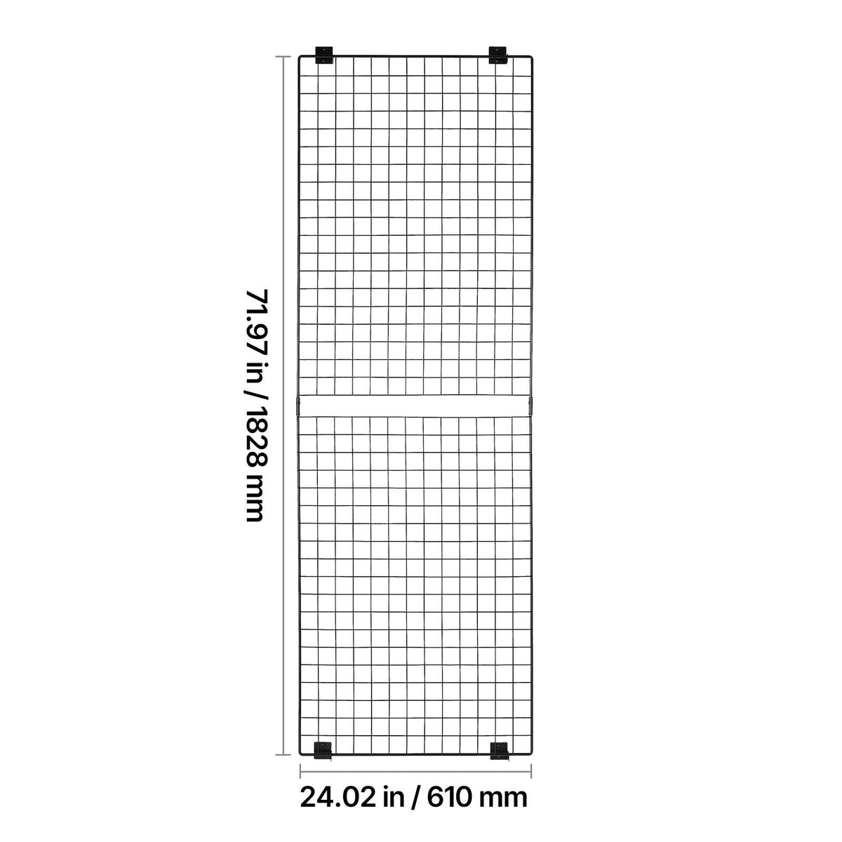 3 Packs Grid Wall Panels, 610 x 1828 mm Wire Grid Panels Display Rack, Wall-Mounted Art Display Shelf, Black Carbon Steel Wall Hanging Gridwall for Craft Show, Decoration, Storage, Notice Board