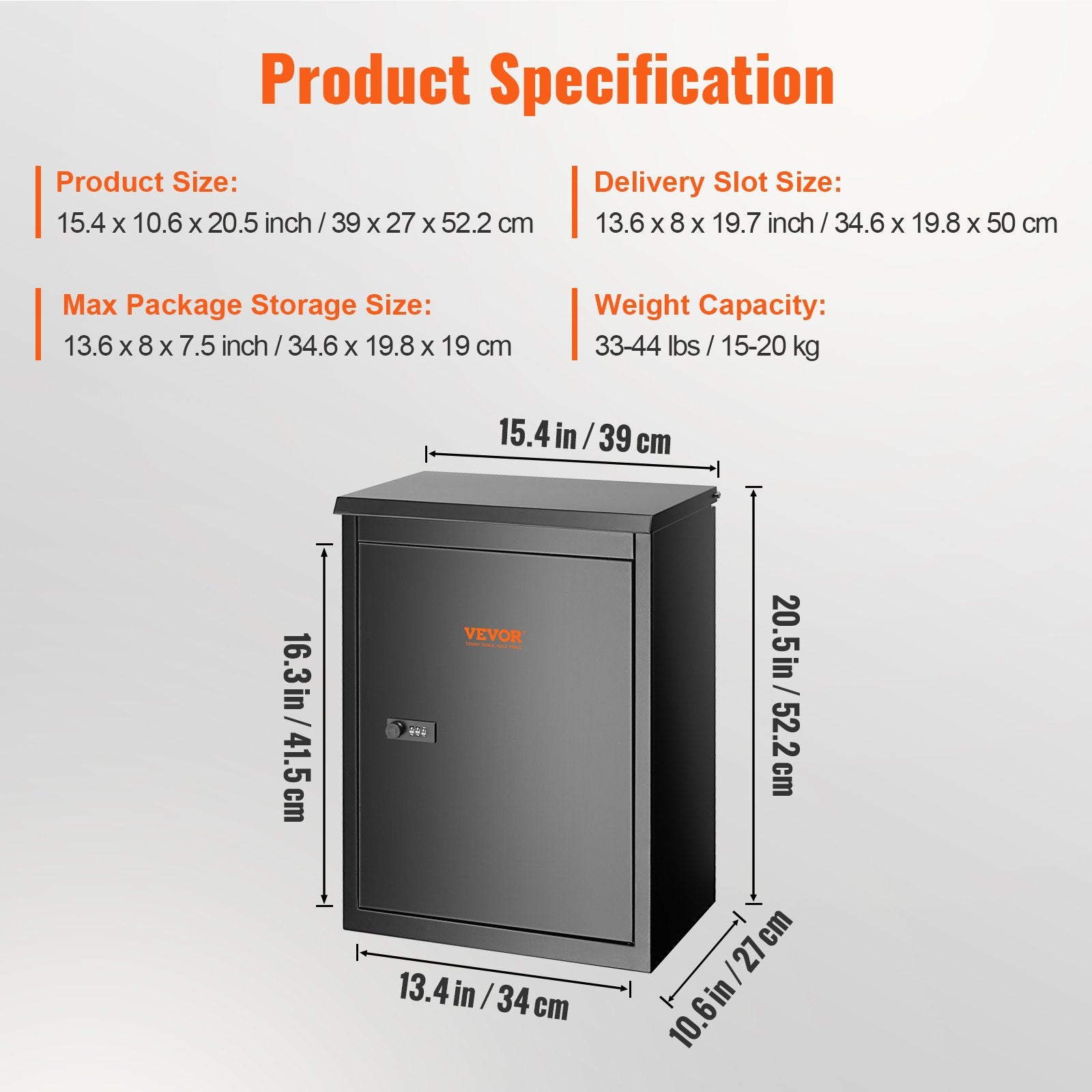 Building Materials: VEVOR Package Delivery Boxes for Outside 15.4" x 10.6" x 20.5" with Coded Lock