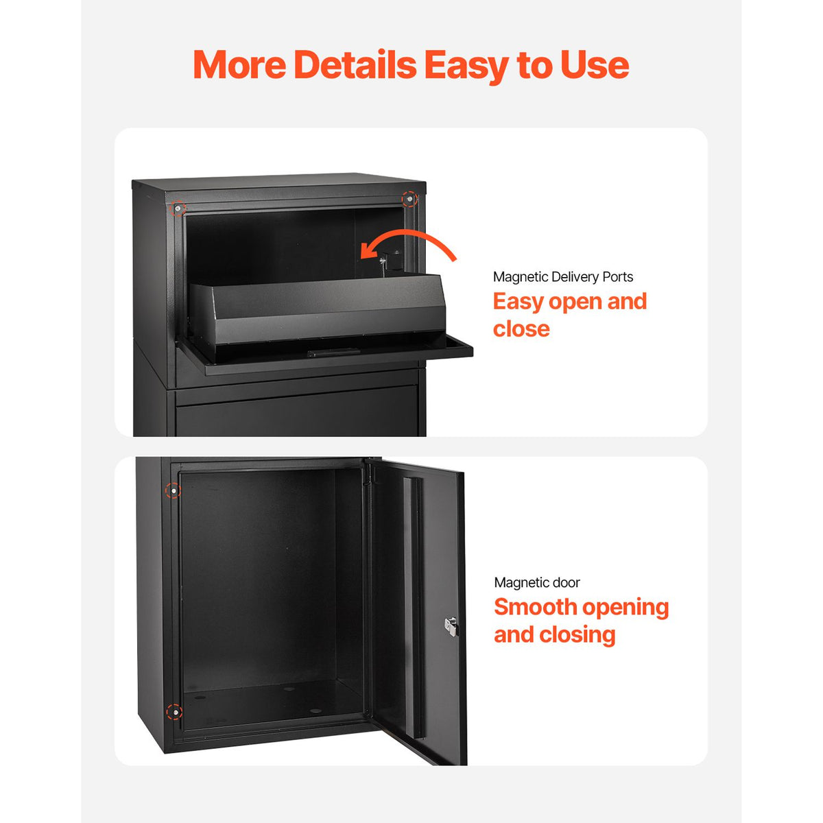 Package Delivery Boxes for Outside, 90.9 cm Mailbox for Parcel with Lock, Galvanized Steel Package Drop Box with Anti-Theft Design, Weather-Resistant Package Mailbox for Home and Office, Black