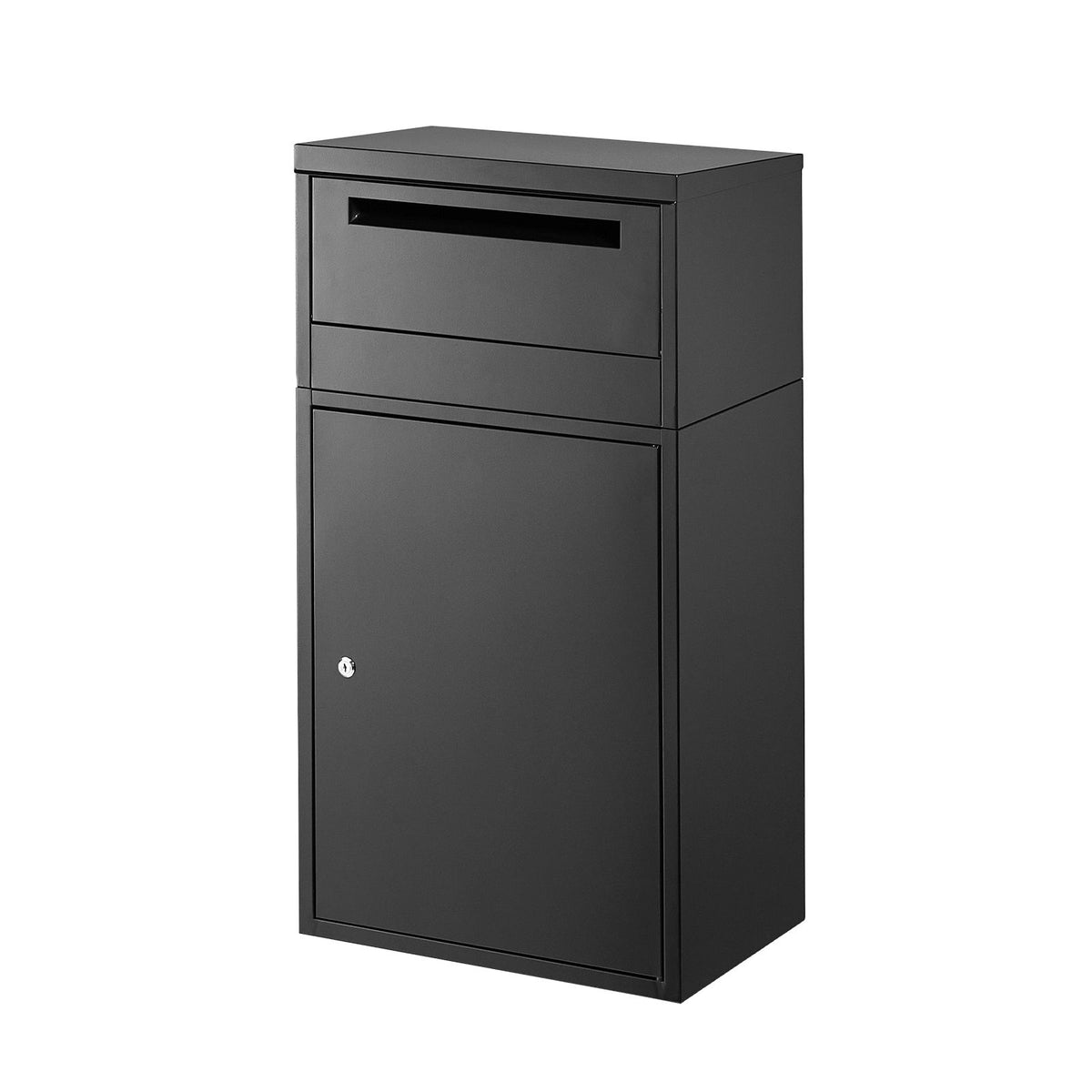 Package Delivery Boxes for Outside, 90.9 cm Mailbox for Parcel with Lock, Galvanized Steel Package Drop Box with Anti-Theft Design, Weather-Resistant Package Mailbox for Home and Office, Black