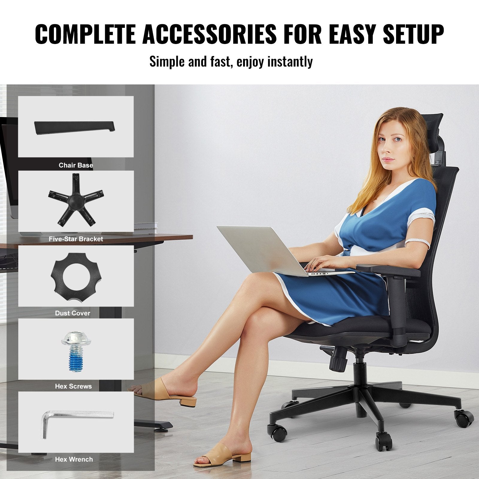 Office & Desk Chairs: VEVOR Office Chair Base Replacement, 710 mm, 1134 kg Static Load Capacity, Heavy Duty Universal Computer Desk Chair Stool Base Part with Reinforced Metal Legs, Desk Chair Base Replacement Parts, Black
