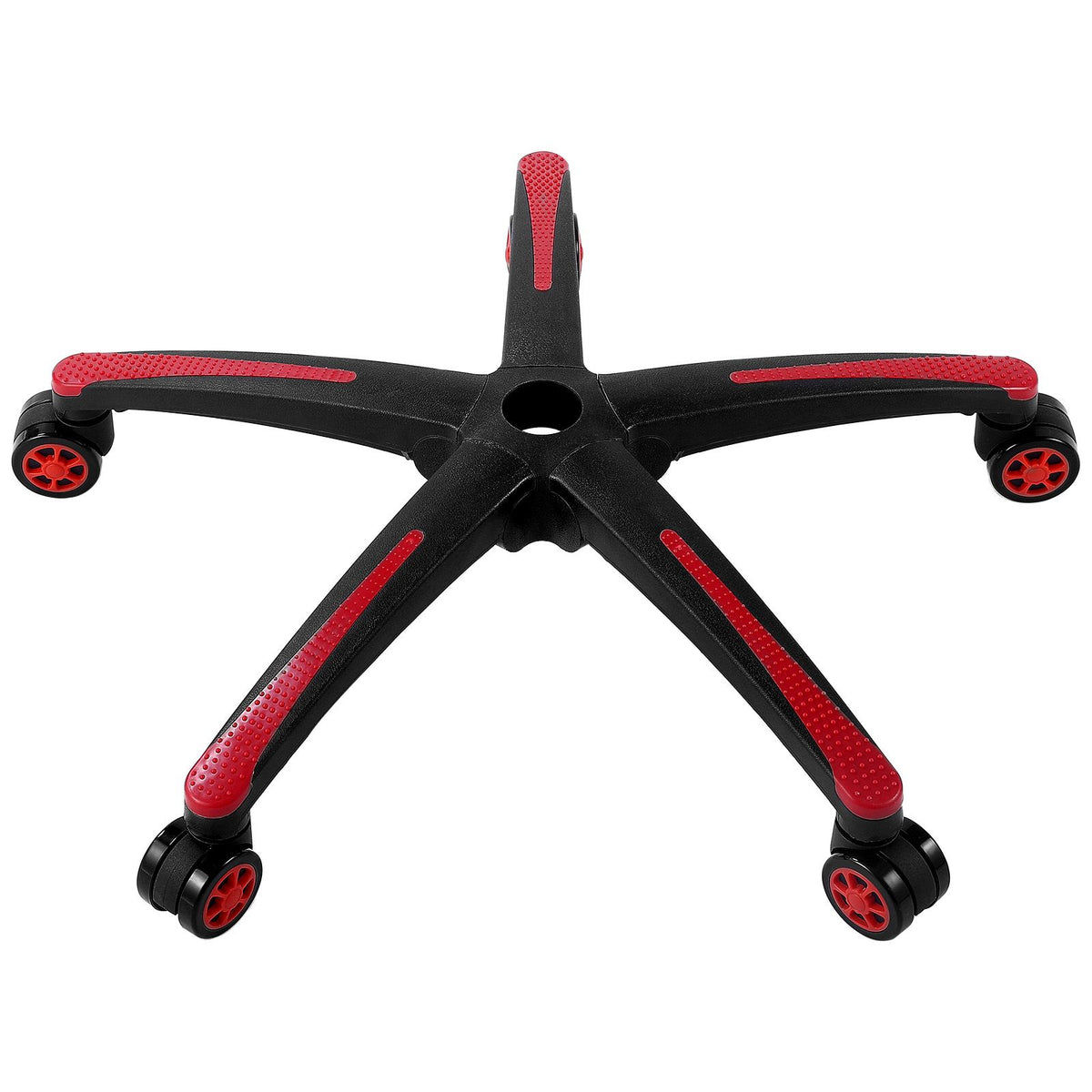 Office Chair Base Replacement, 710 mm, 1134 kg Static Load, Heavy Duty Universal Computer Desk Chair Stool Base Part with 5 Casters and Reinforced Legs, Desk Chair Base Replacement, Black + Red