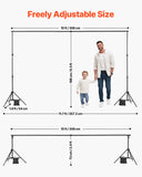 Camera Accessories: VEVOR Backdrop Stand, 198 x 300 cm Adjustable Photo Backdrop Stand Kit, Portable Background Backdrop Stand with 5 Crossbars, Heavy Duty Projector Screen Stand, for Wedding, Photo Video Studio & Party
