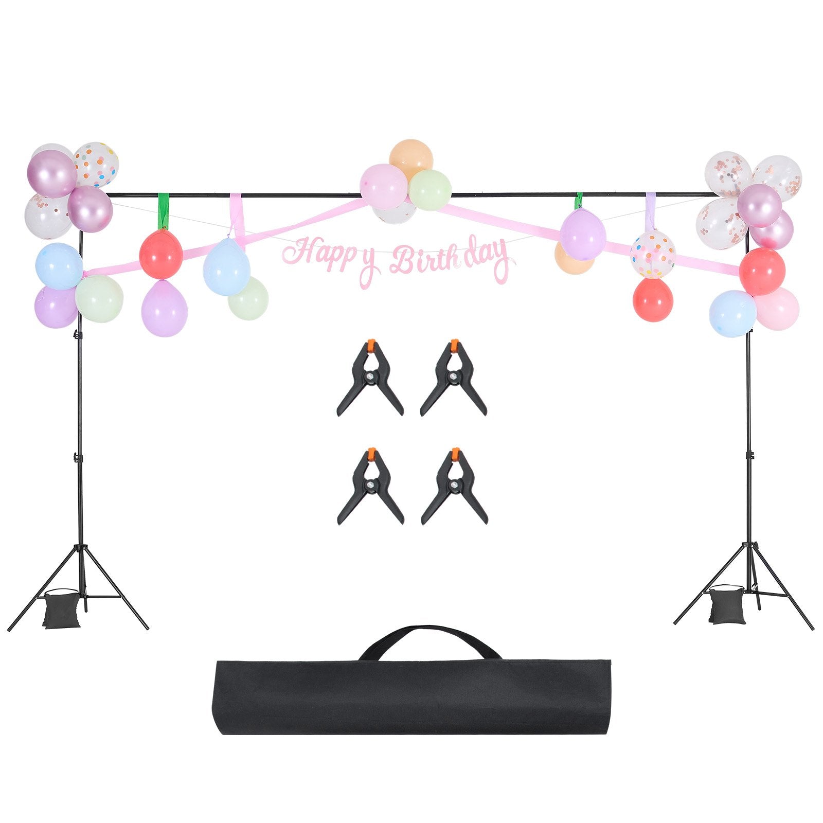 Camera Accessories: VEVOR Backdrop Stand, 198 x 300 cm Adjustable Photo Backdrop Stand Kit, Portable Background Backdrop Stand with 5 Crossbars, Heavy Duty Projector Screen Stand, for Wedding, Photo Video Studio & Party
