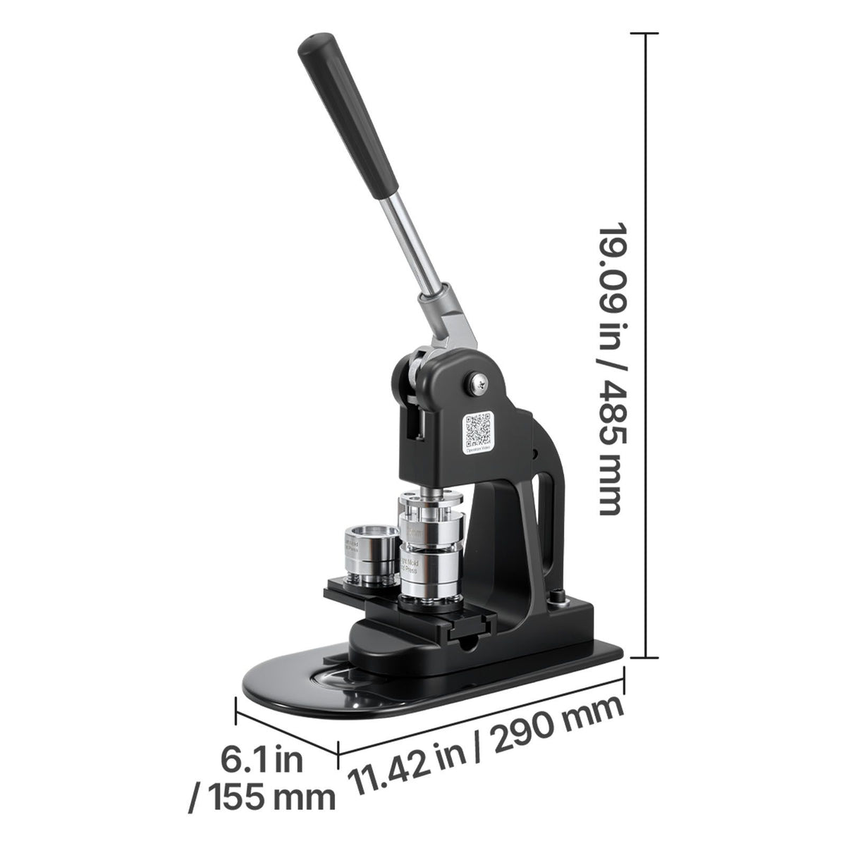 Button Maker Machine, 25 mm, Pin Maker Machine with 500pcs Button Parts, Circle Cutter, Hex Wrenches and Magic Book, Ergonomic Handle, for DIY Badges, Personalized Pins and Key Chains, Black