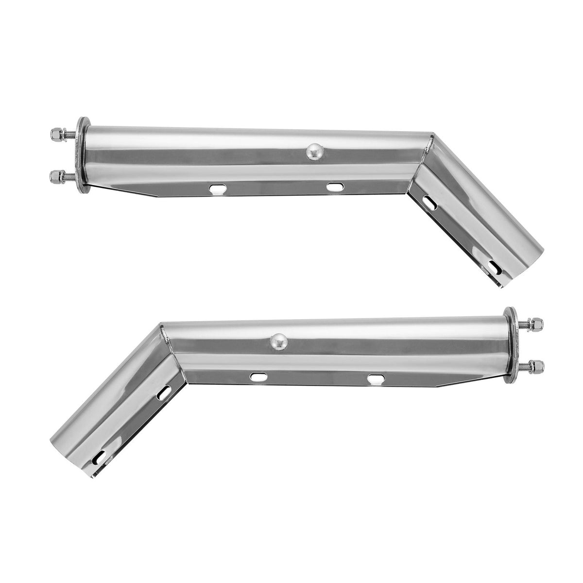 Stainless Steel Angled Spring Loaded Mud Flap Hangers, 2-1/2" (63.5mm) Bolt Spacing Mudflap Hangers for Semi Trucks, 1 Pair Heavy Duty Semi Truck Mud Flap Hanger Set with Reflective Strips, Silver