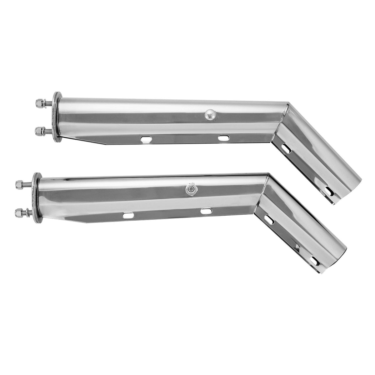 Stainless Steel Angled Spring Loaded Mud Flap Hangers, 2-1/2" (63.5mm) Bolt Spacing Mudflap Hangers for Semi Trucks, 1 Pair Heavy Duty Semi Truck Mud Flap Hanger Set with Reflective Strips, Silver