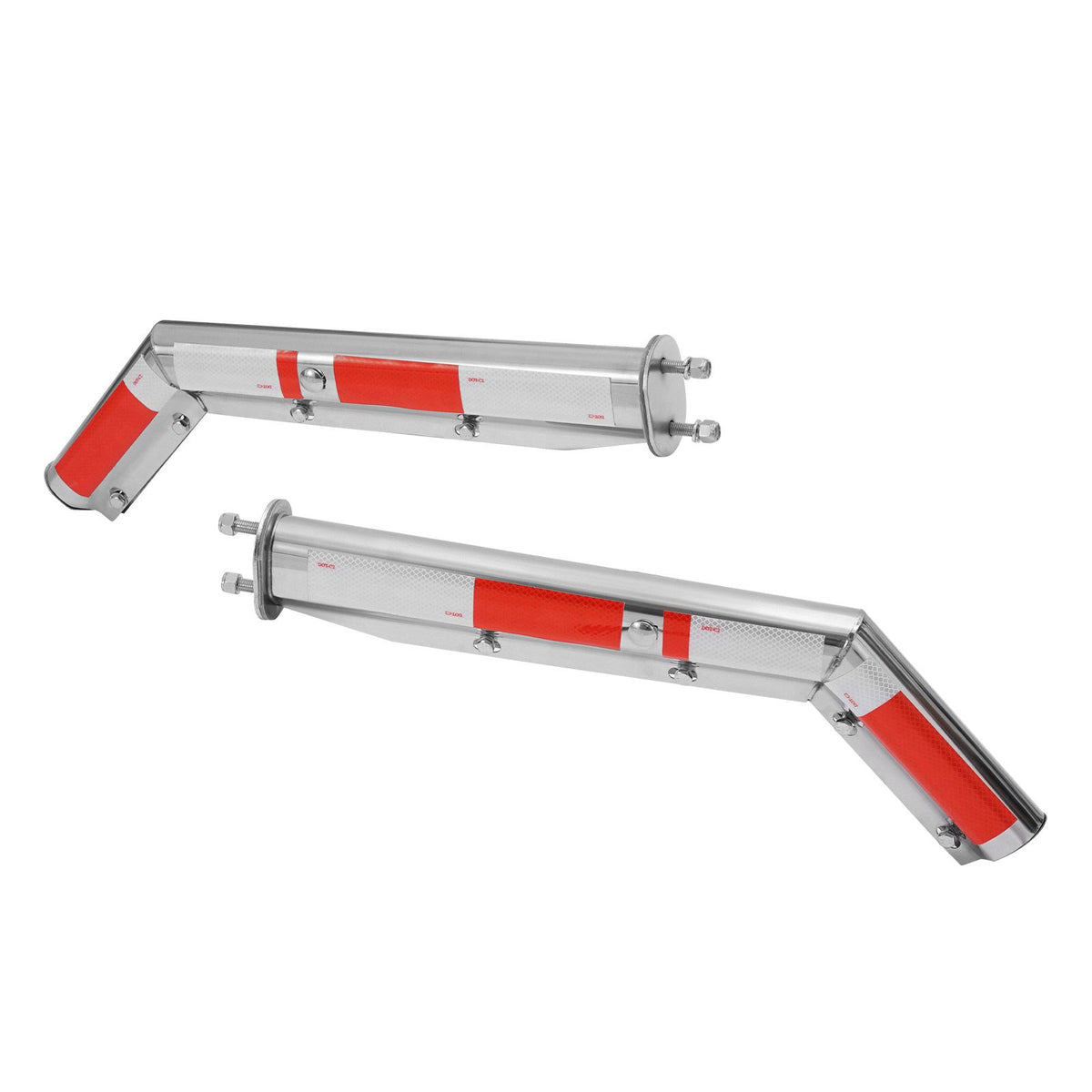 Stainless Steel Angled Spring Loaded Mud Flap Hangers, 2-1/2" (63.5mm) Bolt Spacing Mudflap Hangers for Semi Trucks, 1 Pair Heavy Duty Semi Truck Mud Flap Hanger Set with Reflective Strips, Silver