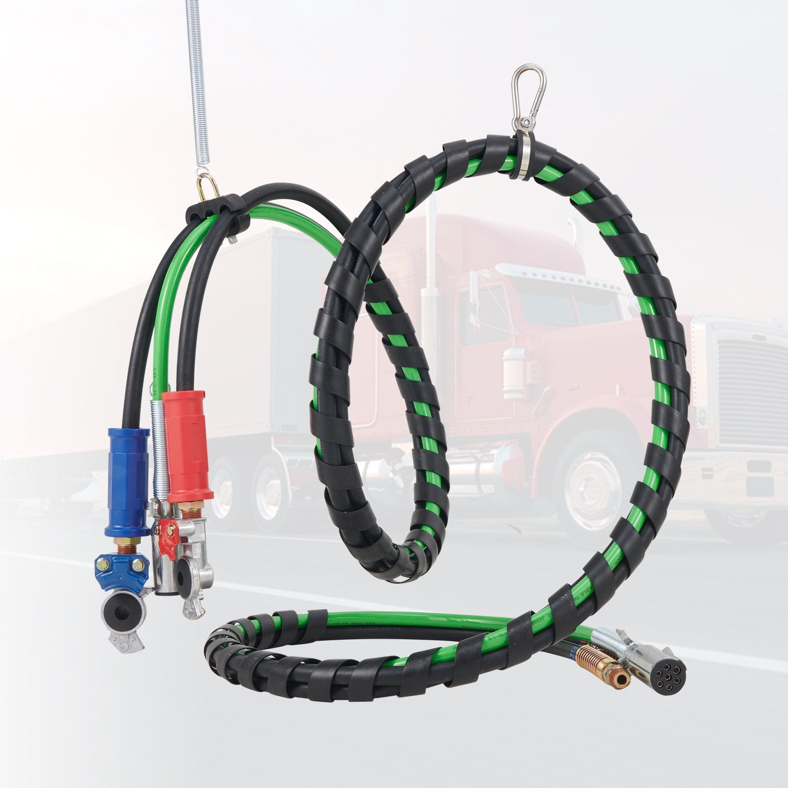 Automotive Repair & Speciality Tools: VEVOR 12FT Semi Truck Air Lines Kit with 2PCS Glad Hands, 3-in-1 Air Hoses & 7 Way ABS Electric Power Line, with 2PCS Gladhand Handles, 4PCS Seals and Tender Spring Kit for Semi Truck Trailer Tractor