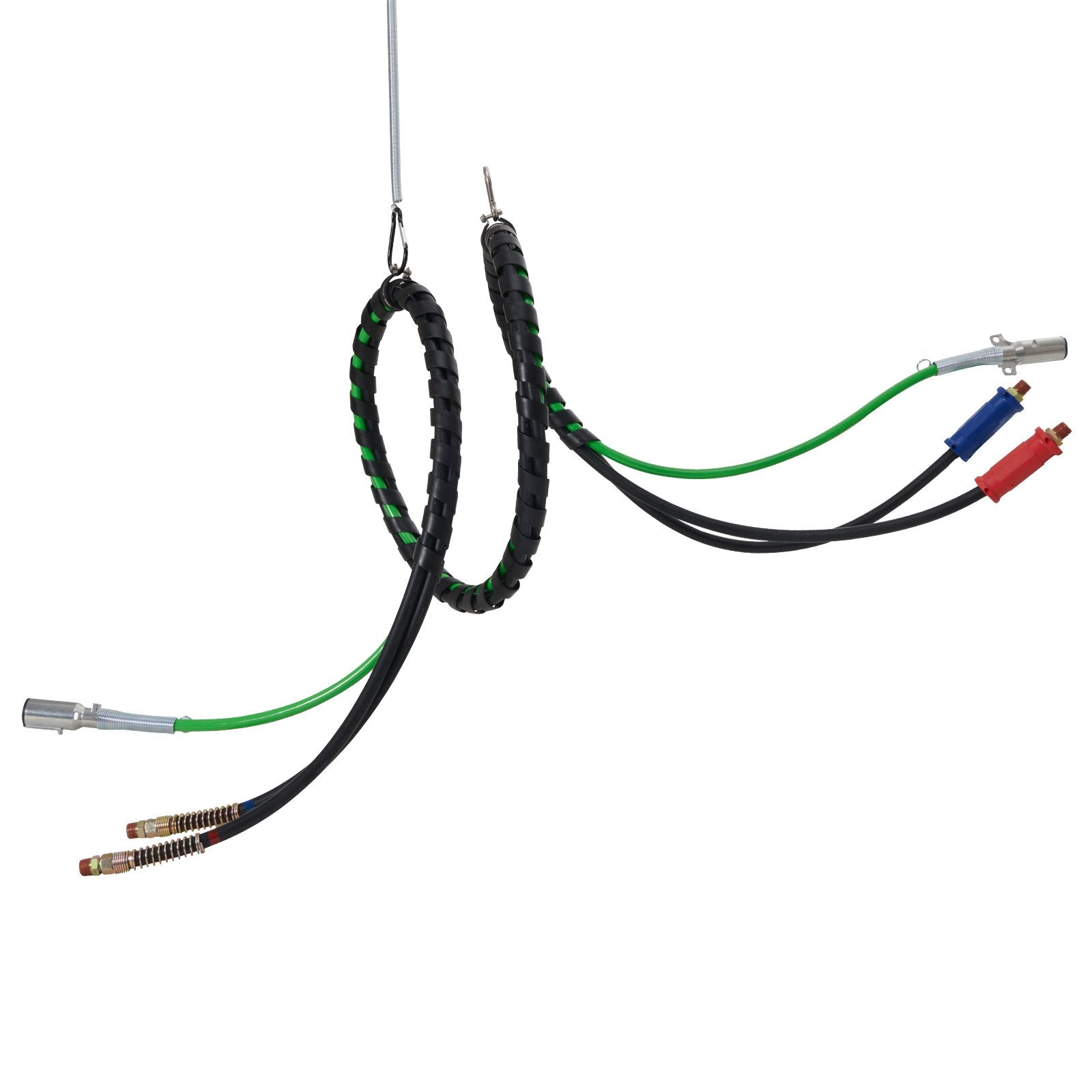 12FT Semi Truck Air Lines Kit, 3-in-1 Air Hoses & ABS Power Line for Semi Truck Trailer Tractor, 7-Way Plug Electrical Cord Cable and Rubber Air Lines Hose Assembly Kit with Hook & Teflon Tape
