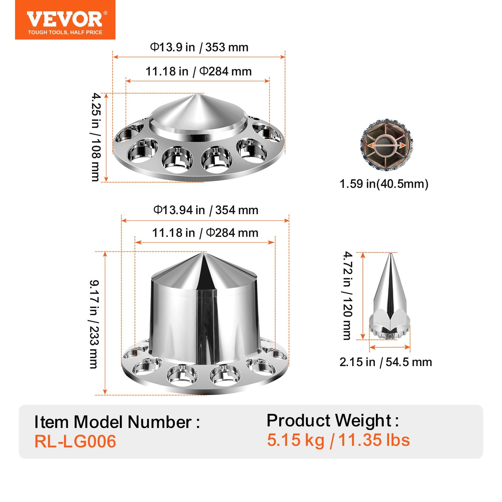 Automotive Decor: VEVOR Rear&Front Axle Cover Combo Kit ABS Lug Nut Covers with Nut Cover Tools