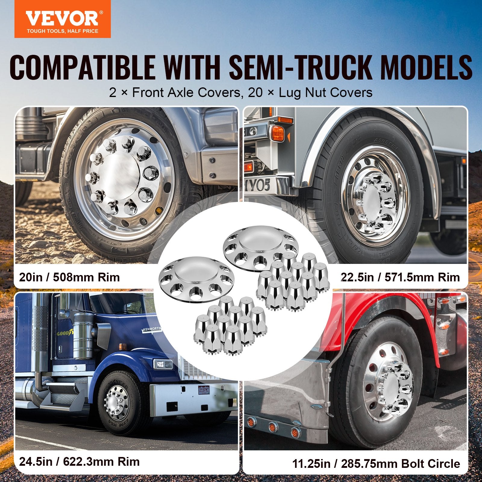 Automotive Decor: VEVOR Front Axle Cover Combo Kit ABS Lug Nut Covers with Nut Cover Tools