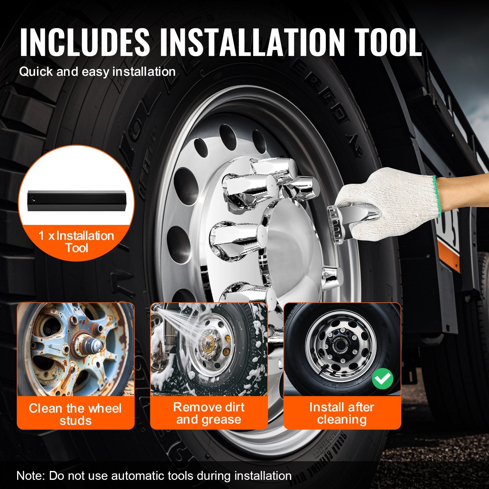 Automotive Decor: VEVOR Front Axle Cover Combo Kit ABS Lug Nut Covers with Nut Cover Tools