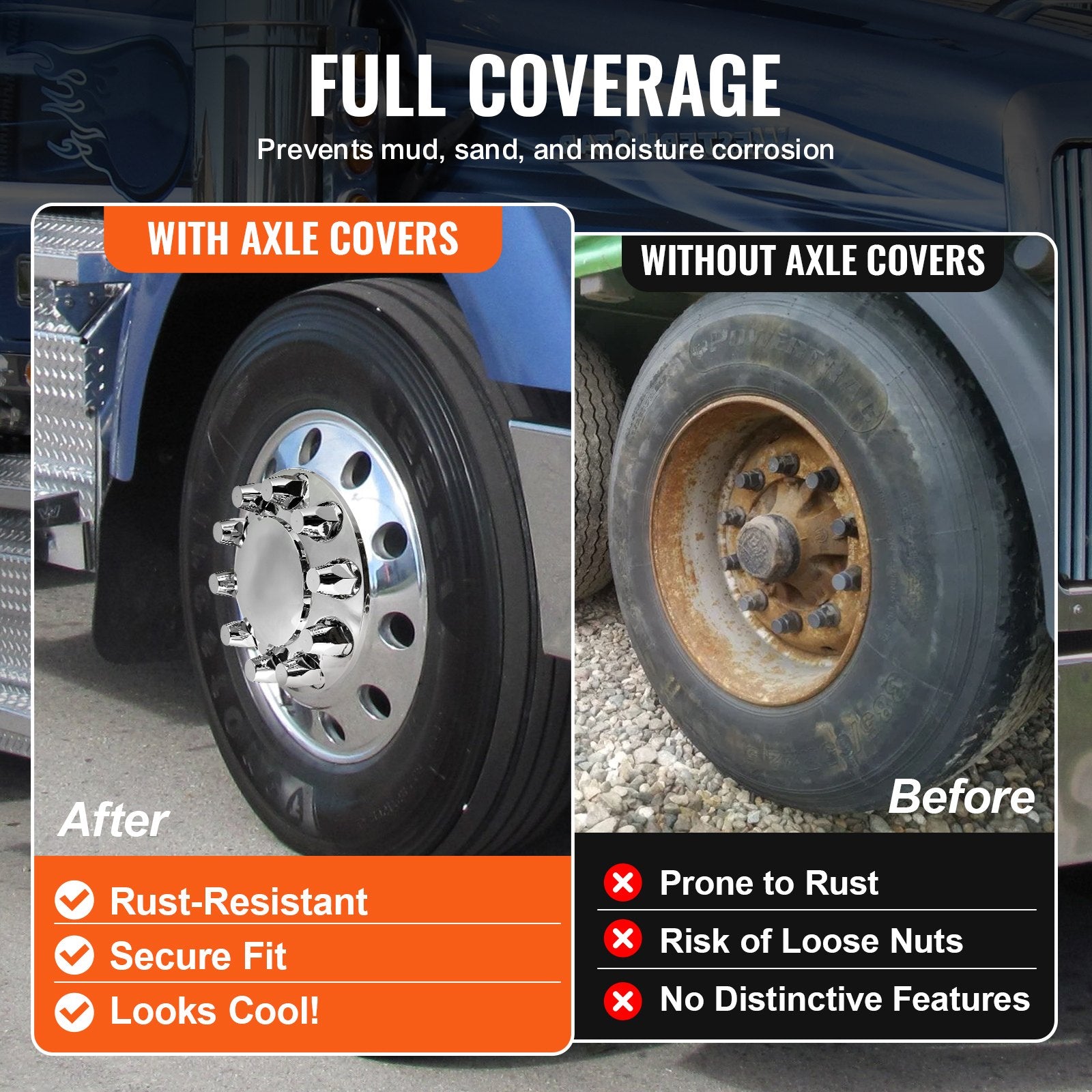 Automotive Decor: VEVOR Front Axle Cover Combo Kit ABS Lug Nut Covers with Nut Cover Tools
