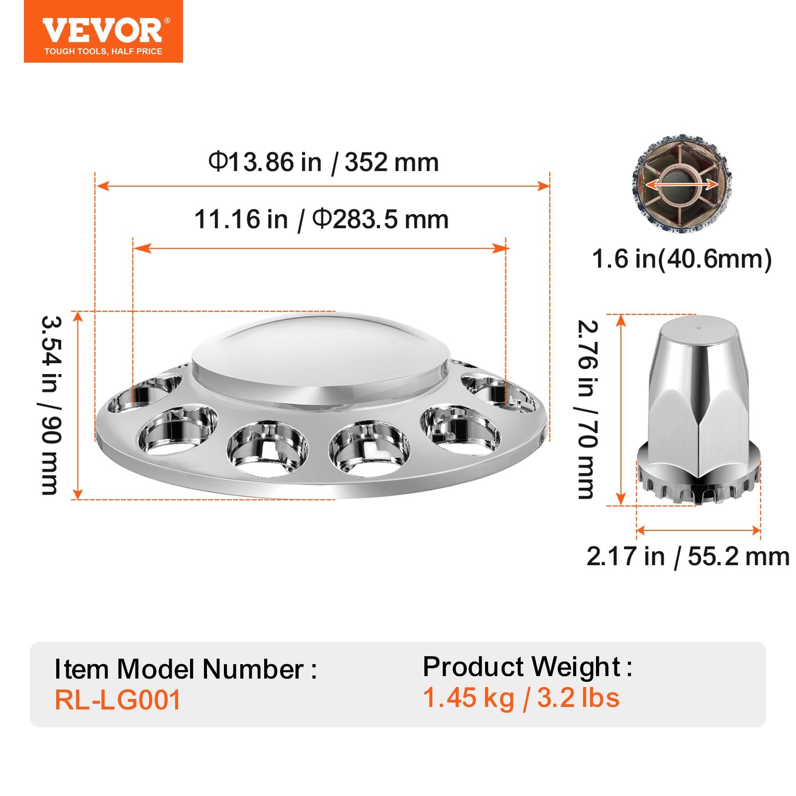 Automotive Decor: VEVOR Front Axle Cover Combo Kit ABS Lug Nut Covers with Nut Cover Tools