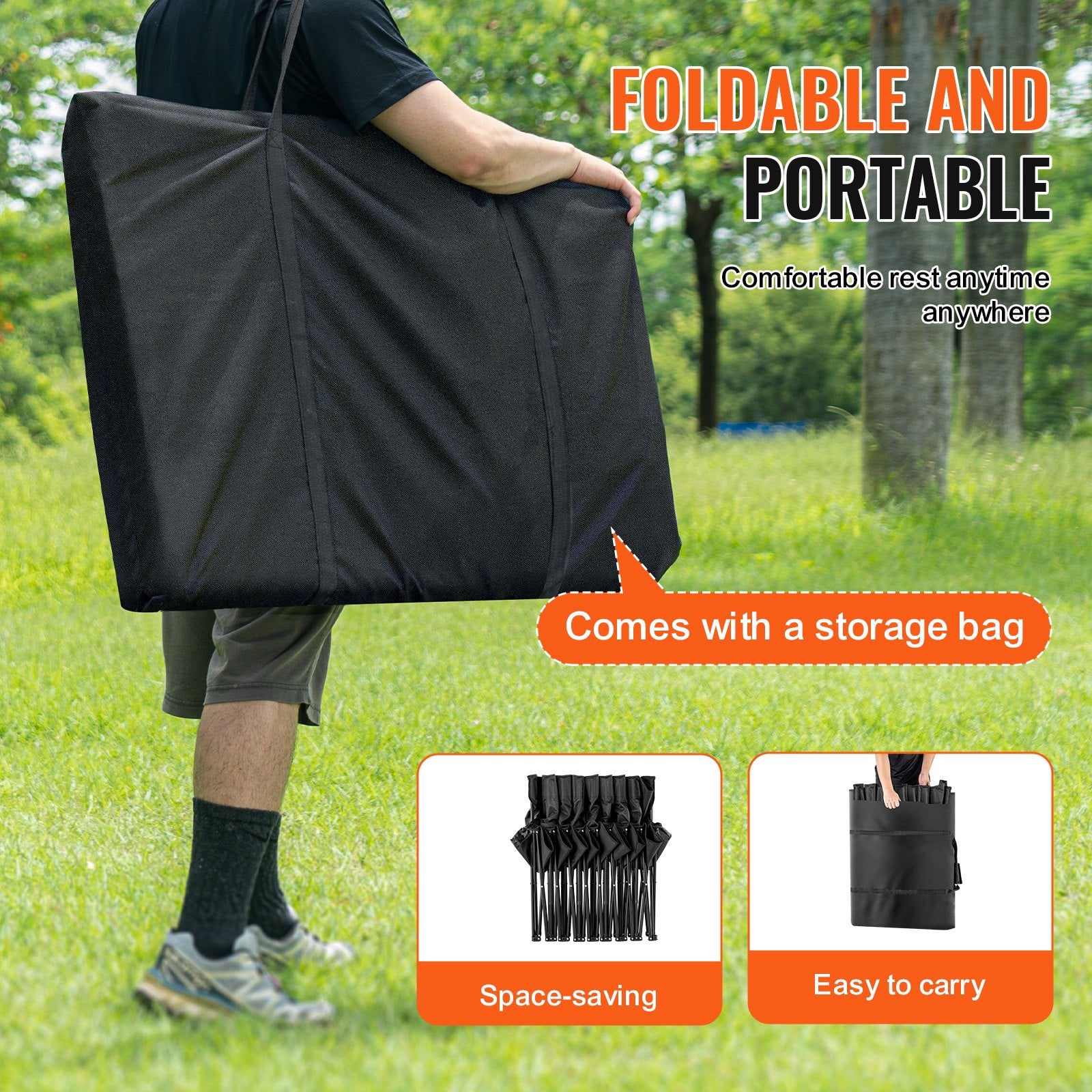 Camp Furniture: VEVOR 8 Seat Portable Folding Sport Bench Outdoor Camping Chair with Carry Bag