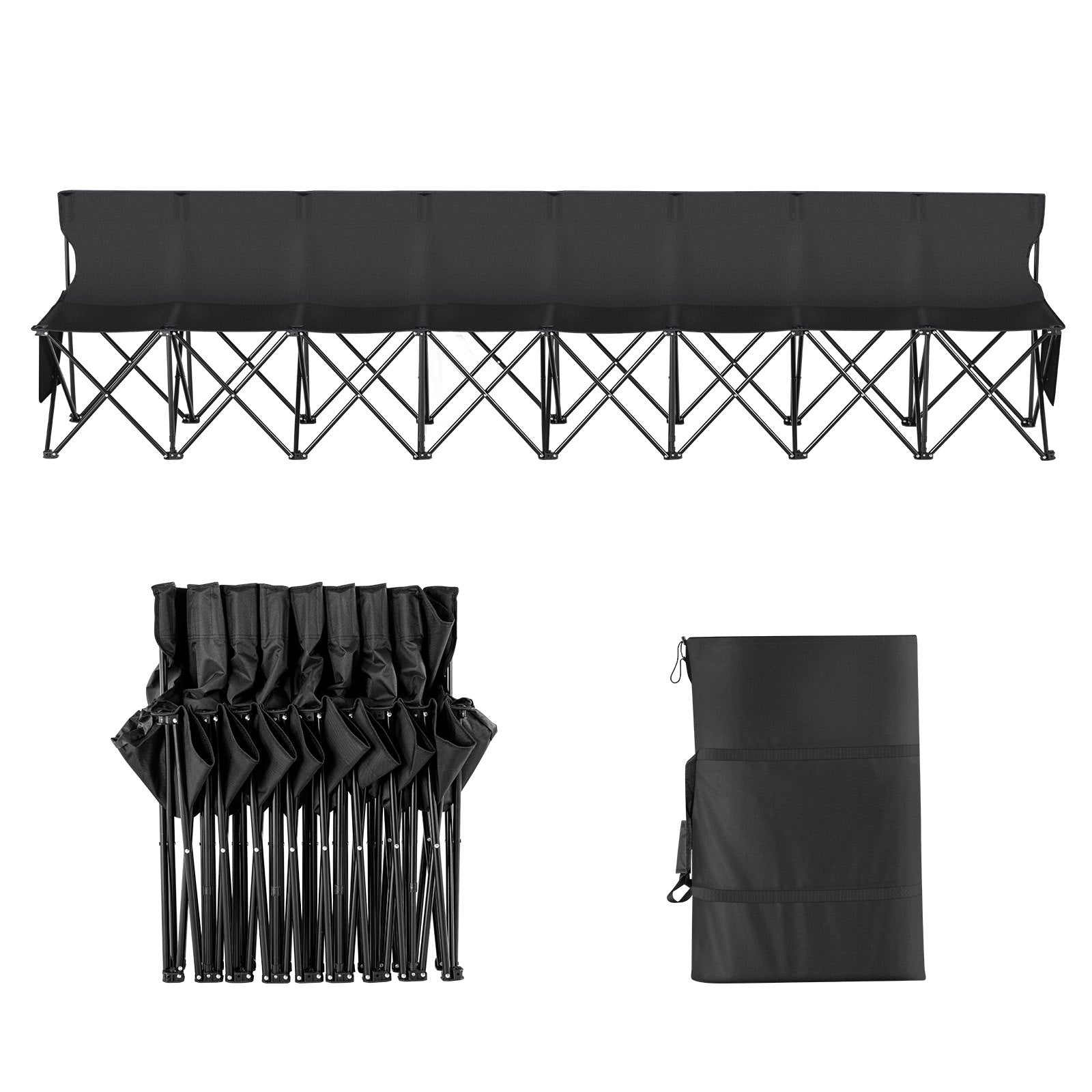 Camp Furniture: VEVOR 8 Seat Portable Folding Sport Bench Outdoor Camping Chair with Carry Bag