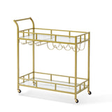 Kitchen & Bathroom DIY: VEVOR 2 Tiers Gold Metal Bar Serving Cart with Wine Rack Glass Holder 120 LBS