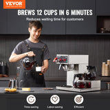 Coffee Machines & Accessories: VEVOR 12 Cups Commercial Drip Coffee Maker with 3 Glass Carafes and 3 Warmers