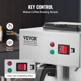 Coffee Machines & Accessories: VEVOR 12 Cups Commercial Drip Coffee Maker with 3 Glass Carafes and 3 Warmers