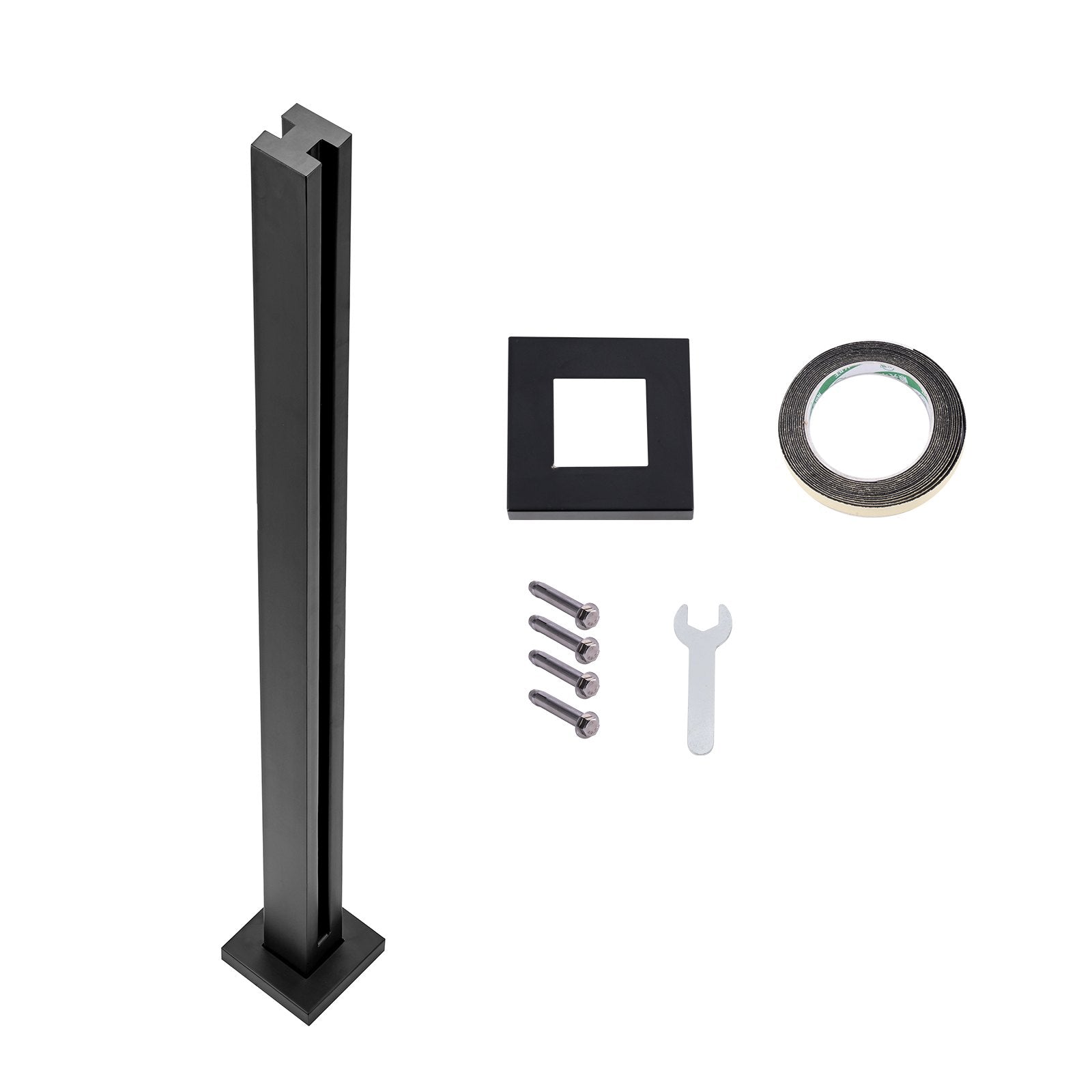 Glass Clamp, 41.34" Height Glass Railing Bracket for 0.39 "-0.47 " Thickness Tempered Glass, 304 Stainless Steel Glass Mounting Clamp, Glass Shelf Bracket for Balcony, Garden, Deck, Stair, Black