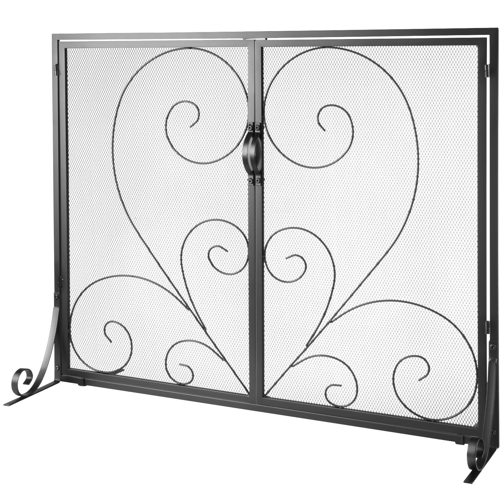 Fire Pits: VEVOR 990x802MM Fireplace Screen 2-Panel Iron Mesh Spark Guard Vintage Black