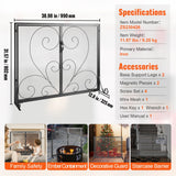 Fire Pits: VEVOR 990x802MM Fireplace Screen 2-Panel Iron Mesh Spark Guard Vintage Black