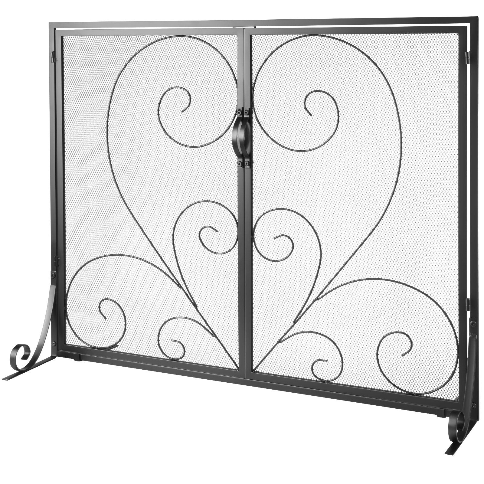 Fire Pits: VEVOR 990x802MM Fireplace Screen 2-Panel Iron Mesh Spark Guard Vintage Black